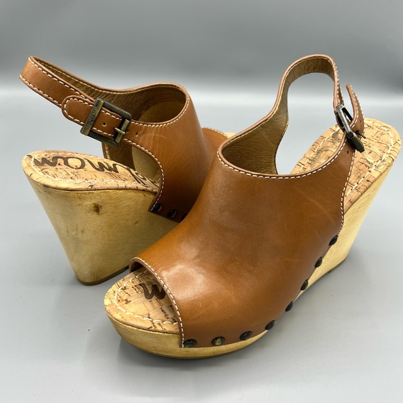 Sam Edelman Camilla Women's Wooden Heeled Platform Wedge Sandal - Picture 2 of 8